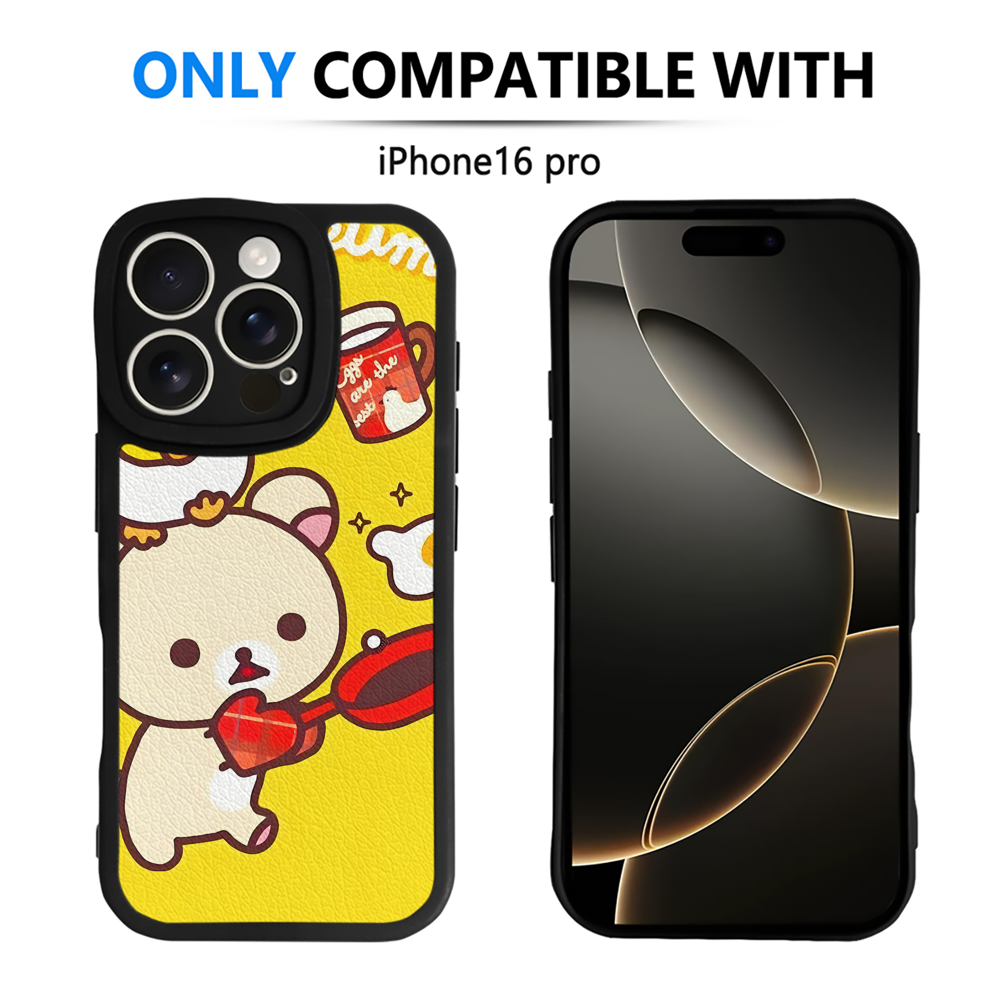 （画像用） リラックマ リラックマ キイロイトリ Rilakkuma Korilakkuma Kiiroitori 【iPhone 16シリーズ対応】シリコンスマホケース（レザー調） 材質：シリコン